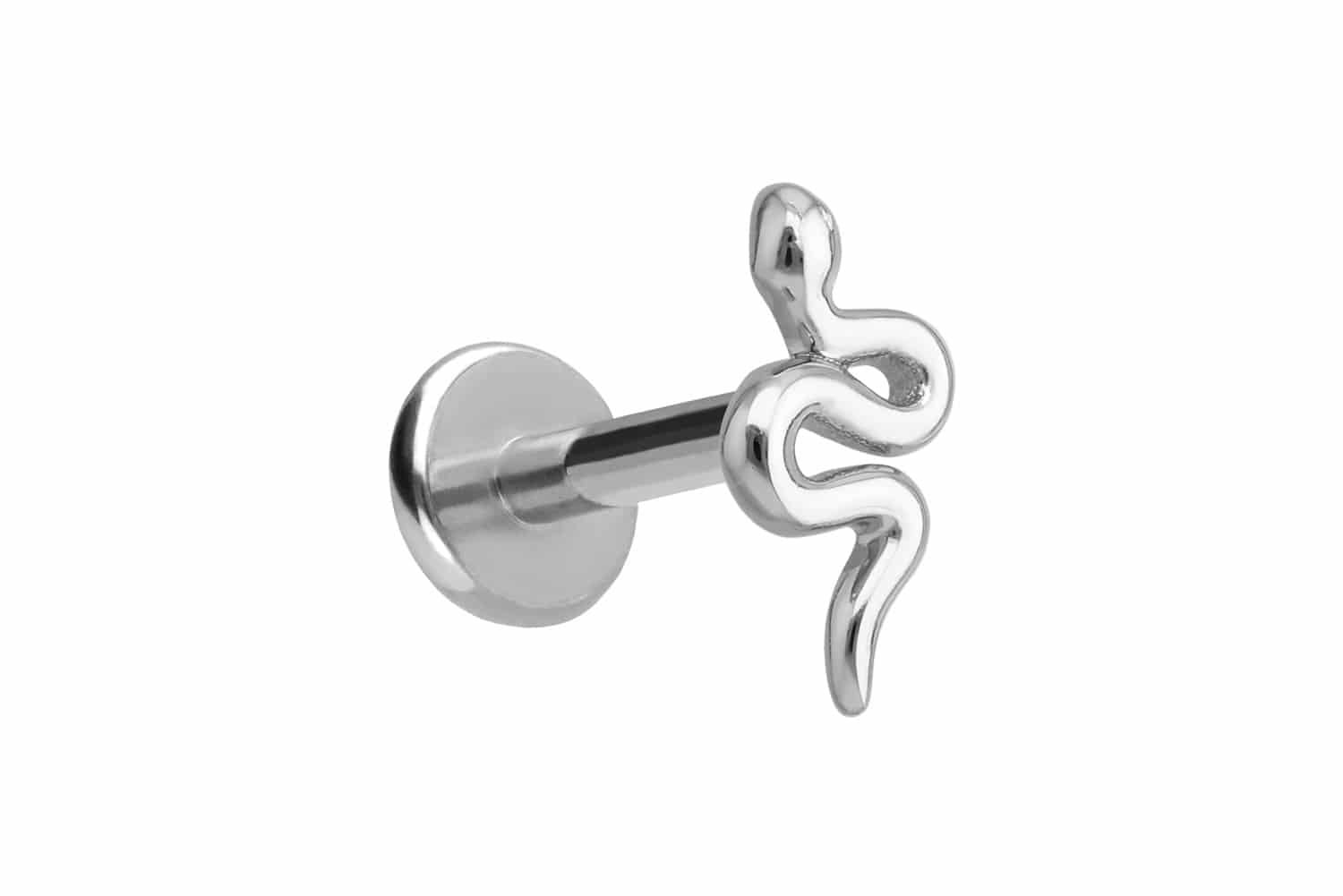 Titan Labret Piercing mit Innengewinde + 925er Silber Aufsatz SCHLANGE